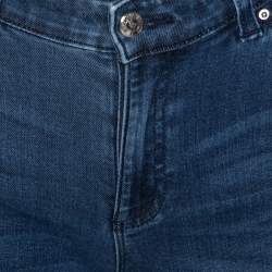 Pre Owned Emporio Armani Blue Denim Studded Pocket Skinny Jeans S