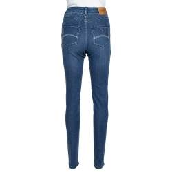 Pre Owned Emporio Armani Blue Denim Studded Pocket Skinny Jeans S