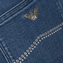 Pre Owned Emporio Armani Blue Denim Studded Pocket Skinny Jeans S