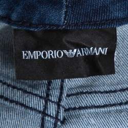 Pre Owned Emporio Armani Blue Denim Studded Pocket Skinny Jeans S
