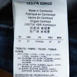 Pre Owned Emporio Armani Blue Denim Studded Pocket Skinny Jeans S