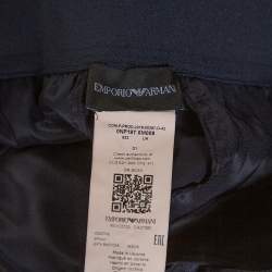 Pre Owned Emporio Armani Navy Blue Stretch Wool Elasticized Waist Trousers M