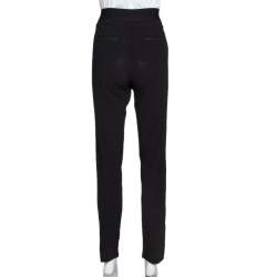 Pre Owned Emporio Armani Black Stretch Wool Elasticized Waist Trousers M