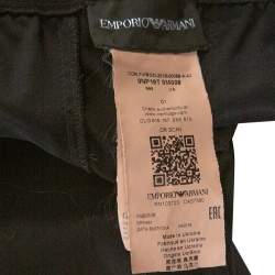 Pre Owned Emporio Armani Black Stretch Wool Elasticized Waist Trousers M