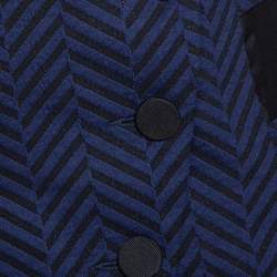 Emporio Armani Navy Blue Zig Zag Pattern Asymmetrical Jacket S