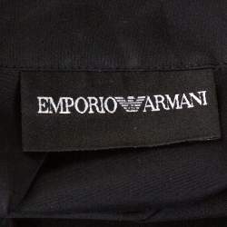 Pre Owned Emporio Armani Black Stretch Cotton Bow Detail Shirt M