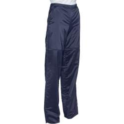 Pre Owned Emporio Armani Navy Blue Padded Wide Leg Pants M