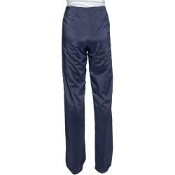 Pre Owned Emporio Armani Navy Blue Padded Wide Leg Pants M