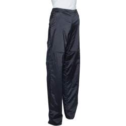 Pre Owned Emporio Armani Black Padded Wide Leg Pants M