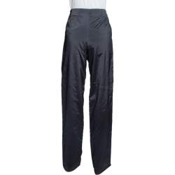 Pre Owned Emporio Armani Black Padded Wide Leg Pants M