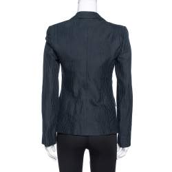 Pre Owned Emporio Armani Two Tone Striped Jacquard Fitted Blazer S