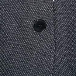 Pre Owned Emporio Armani Charcoal Grey Textured Crepe Fitted Blazer S