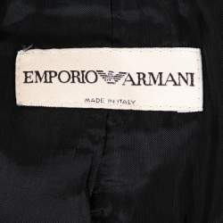 Pre Owned Emporio Armani Charcoal Grey Textured Crepe Fitted Blazer S