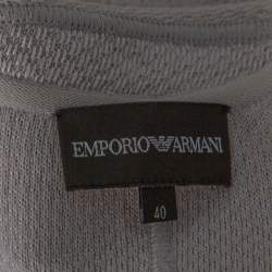 Pre Owned Emporio Armani Smoke Grey Knit Zip Front Jacket S