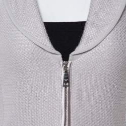 Pre Owned Emporio Armani Smoke Grey Knit Zip Front Jacket S