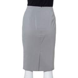 Pre Owned Emporio Armani Grey Stretch Crepe Pencil Skirt M