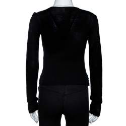 Pre Owned Emporio Armani Black Silk & Cashmere Knit Embellished Top S
