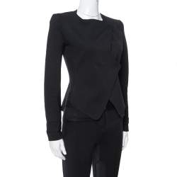 Pre Owned Emporio Armani Black Knit Double Breasted Bodysuit Jacket S
