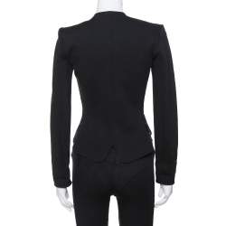 Pre Owned Emporio Armani Black Knit Double Breasted Bodysuit Jacket S