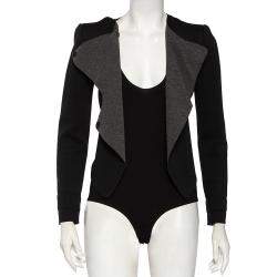 Pre Owned Emporio Armani Black Knit Double Breasted Bodysuit Jacket S
