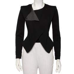 Pre Owned Emporio Armani Black Knit Double Breasted Bodysuit Jacket S