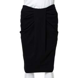 Emporio Armani Black Jersey Pleat Front Pencil Skirt S