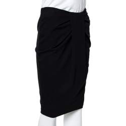 Emporio Armani Black Jersey Pleat Front Pencil Skirt S