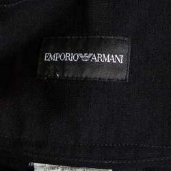 Pre Owned Emporio Armani Black Wool High Waist Tapered Trousers S