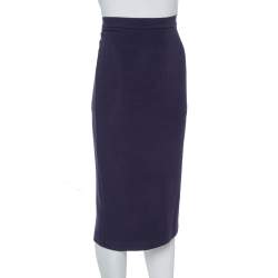 Pre Owned Emporio Armani Navy Blue Knit Pencil Skirt M