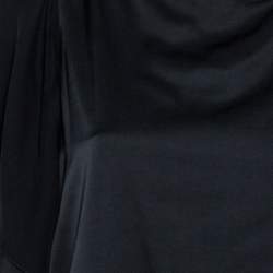 Pre Owned Emporio Armani Black Sateen Flutter Sleeve Maxi Dress M