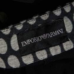 Pre Owned Emporio Armani Black Wool Dotted Waist Detail Trousers M