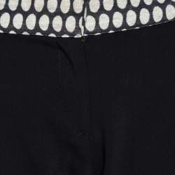 Pre Owned Emporio Armani Black Wool Dotted Waist Detail Trousers M