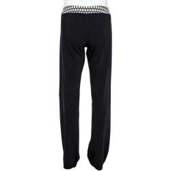 Pre Owned Emporio Armani Black Wool Dotted Waist Detail Trousers M