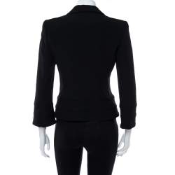 Pre Owned Emporio Armani Black Crepe Pintuck Detail Blazer S
