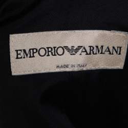 Pre Owned Emporio Armani Black Crepe Pintuck Detail Blazer S
