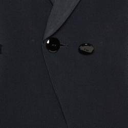 Pre Owned Emporio Armani Black Crepe Double Breasted Jacket S