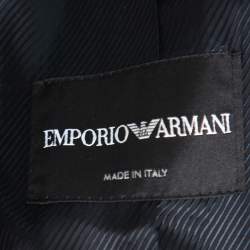 Pre Owned Emporio Armani Black Crepe Double Breasted Jacket S