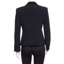 Pre Owned Emporio Armani Black Crepe Double Breasted Jacket S