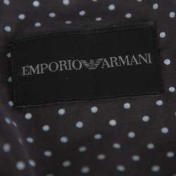 Pre Owned Emporio Armani Black Leather Ruffled Crop Jacket M