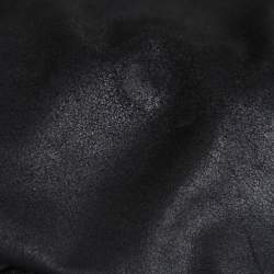 Pre Owned Emporio Armani Black Leather Ruffled Crop Jacket M