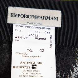 Emporio Armani Grey Wool Floral Appliqued A-Line Skirt M