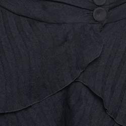 Pre Owned Emporio Armani Black Plisse Layered Pants S