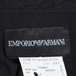 Pre Owned Emporio Armani Black Plisse Layered Pants S