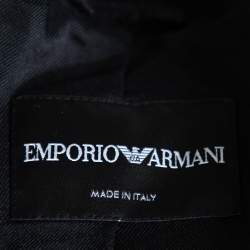 Pre Owned Emporio Armani Black Stretch Linen Skirt Suit Set S