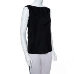 Pre Owned Emporio Armani Black Stretch Silk Sleeveless Top M