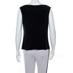 Pre Owned Emporio Armani Black Stretch Silk Sleeveless Top M