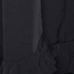 Pre Owned Emporio Armani Black Faille Ruffled Midi Skirt S