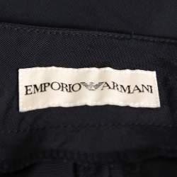 Pre Owned Emporio Armani Black Faille Ruffled Midi Skirt S