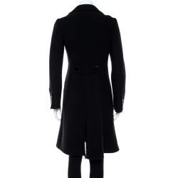 Pre Owned Emporio Armani Black Wool Button Front Knee Length Coat M