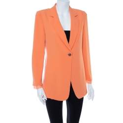 Pre Owned Emporio Armani Orange Crepe Sheer Paneled Detail Blazer M